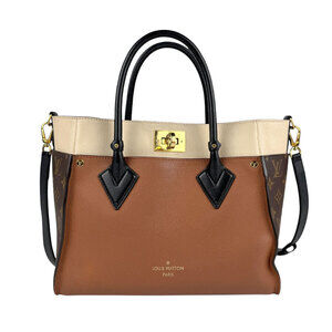 Louis Vuitton Monogram Leather On My Side Shoulder Bag Canvas Leather Chataigne